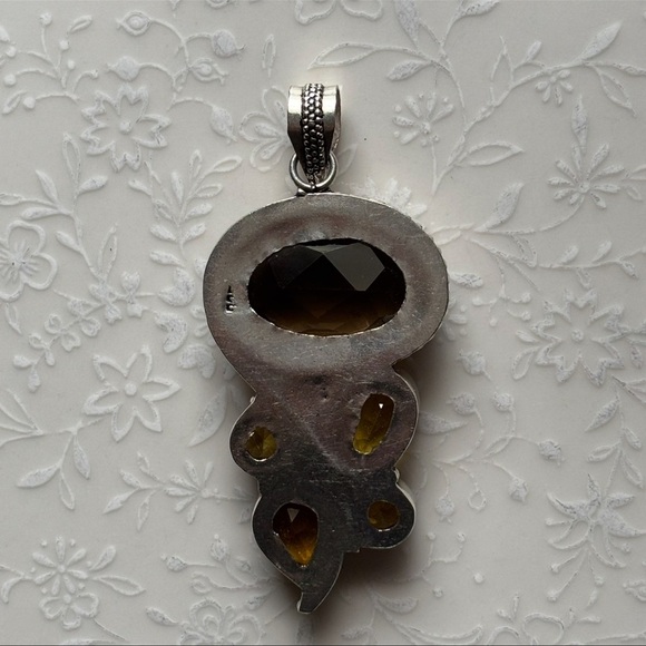 GORGEOUS GOLDEN AMBER VINTAGE 925 STERLING SILVER PENDANT EXCELLENT CONDITION - Picture 2 of 3